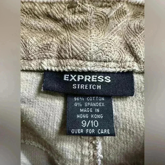 Vintage Y2K Express Corduroy Paisley Print Mini Skirt | Tan | Women’s Size 9/10 - Picture 6 of 10